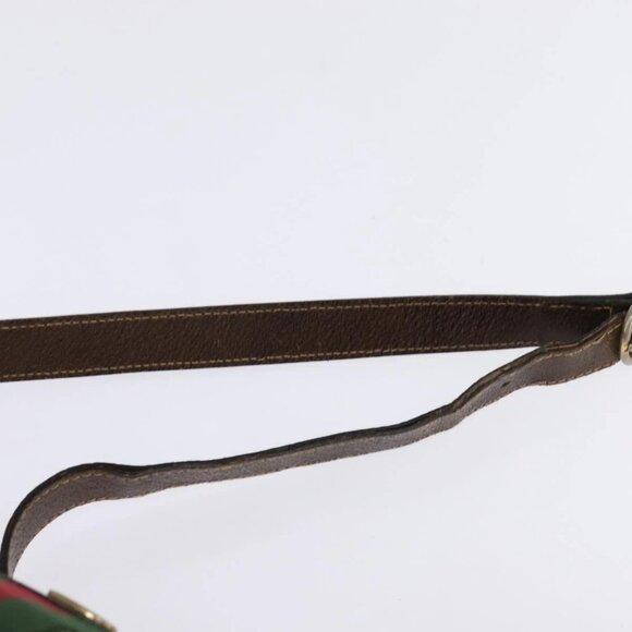 GUCCI GG Supreme Web Sherry Line Shoulder Bag PVC Beige Gold Auth BA5968 - Picture 9 of 16